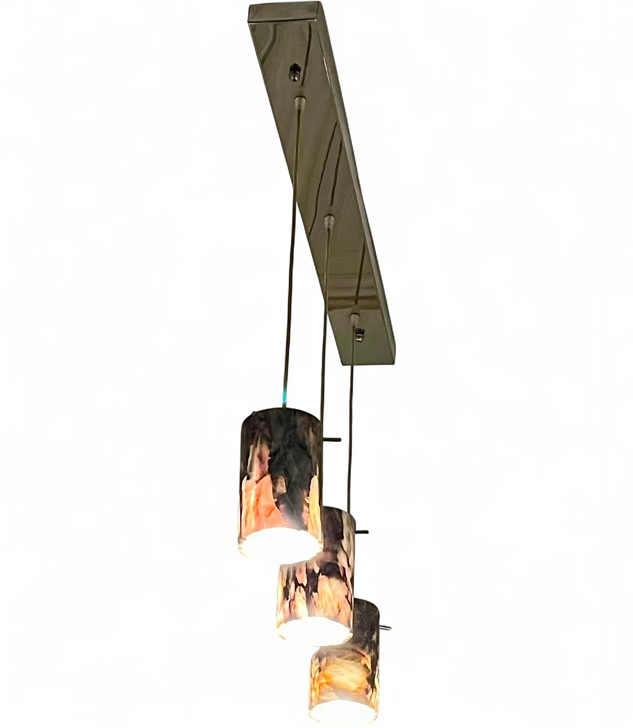 Ceiling white marble lamp Italian, 70s 4