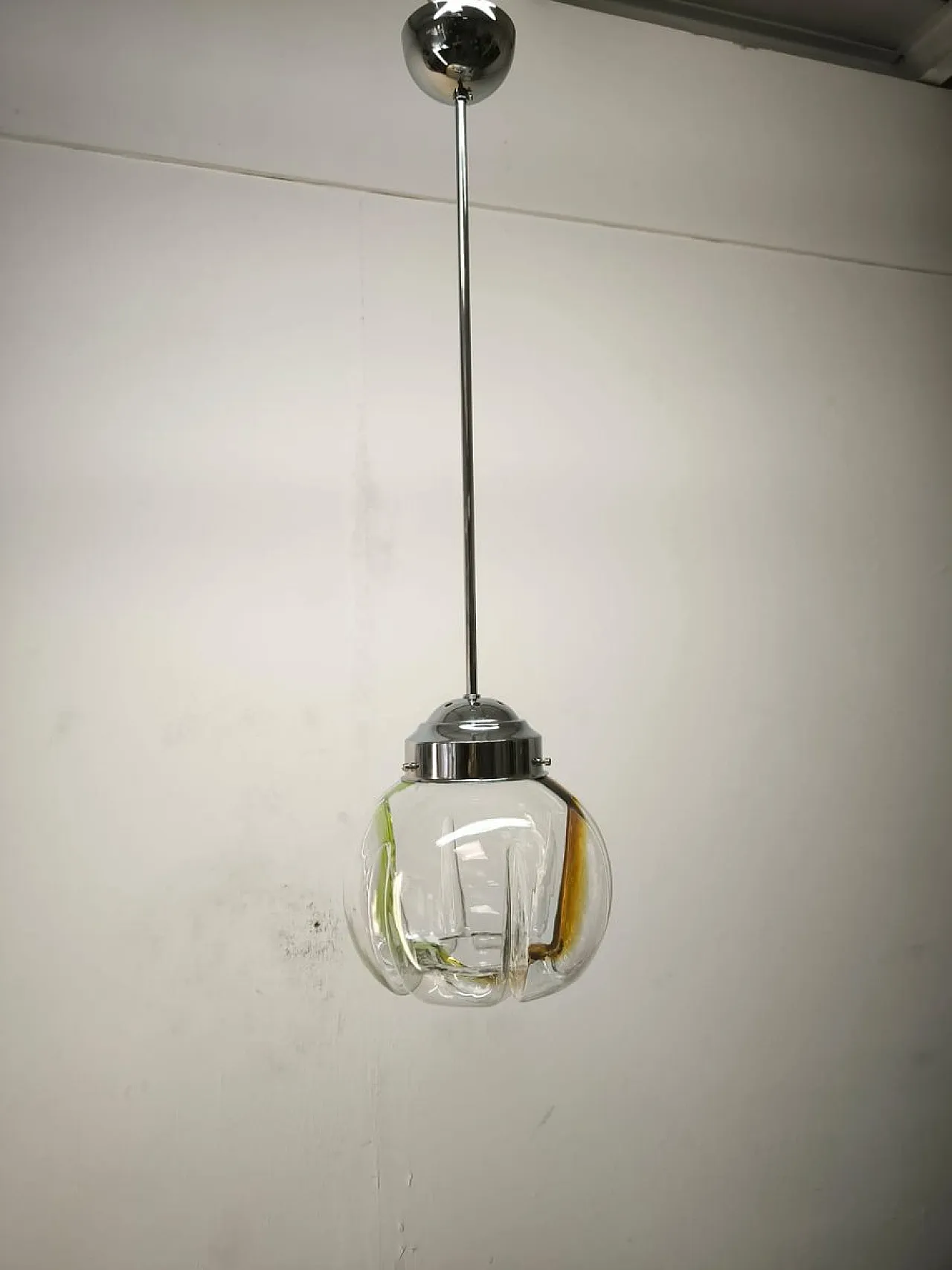 Lampada a sospensione in vetro di Murano, anni '70 2