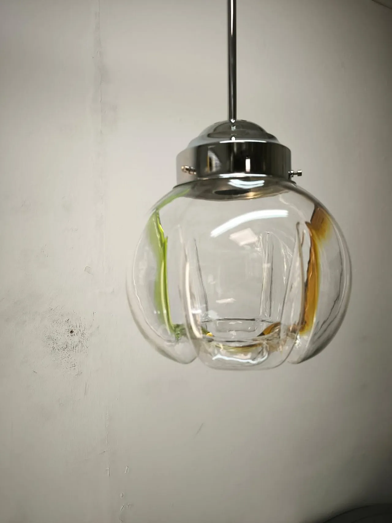Lampada a sospensione in vetro di Murano, anni '70 3