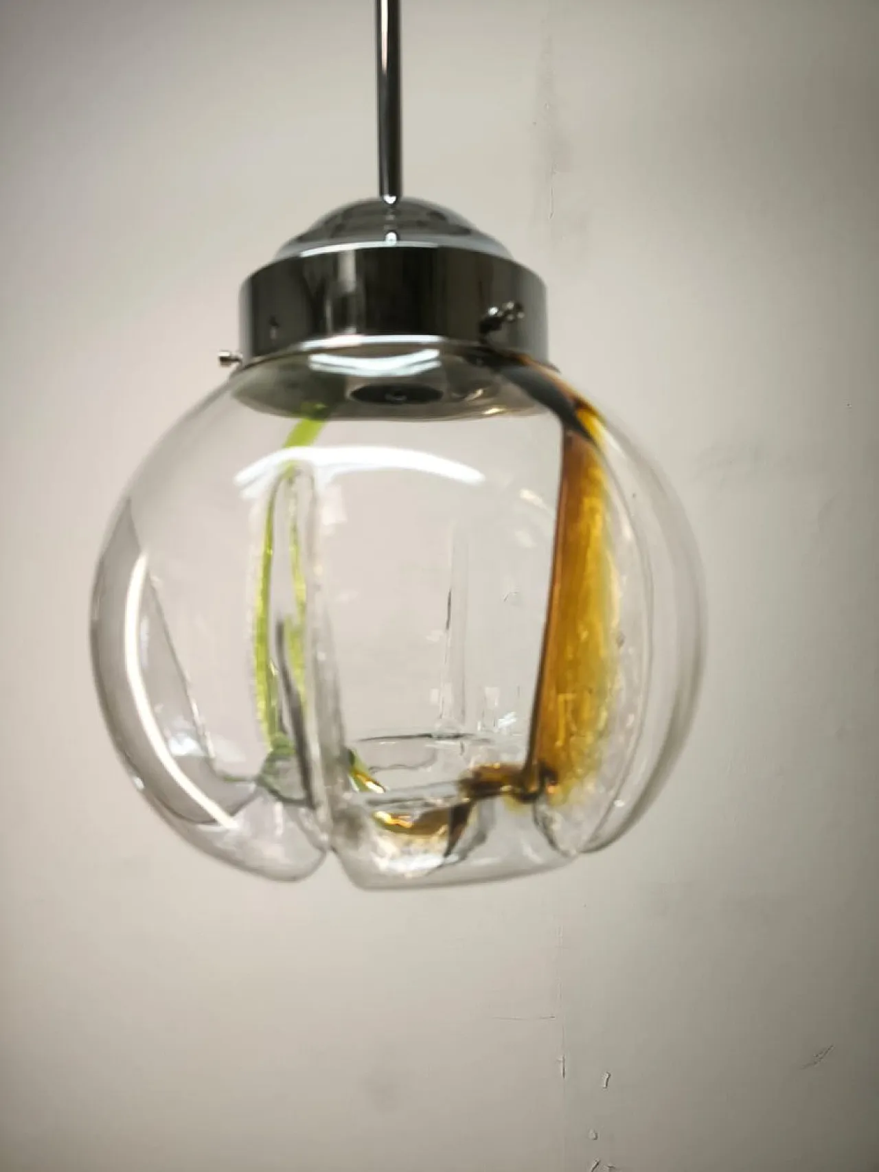Lampada a sospensione in vetro di Murano, anni '70 4