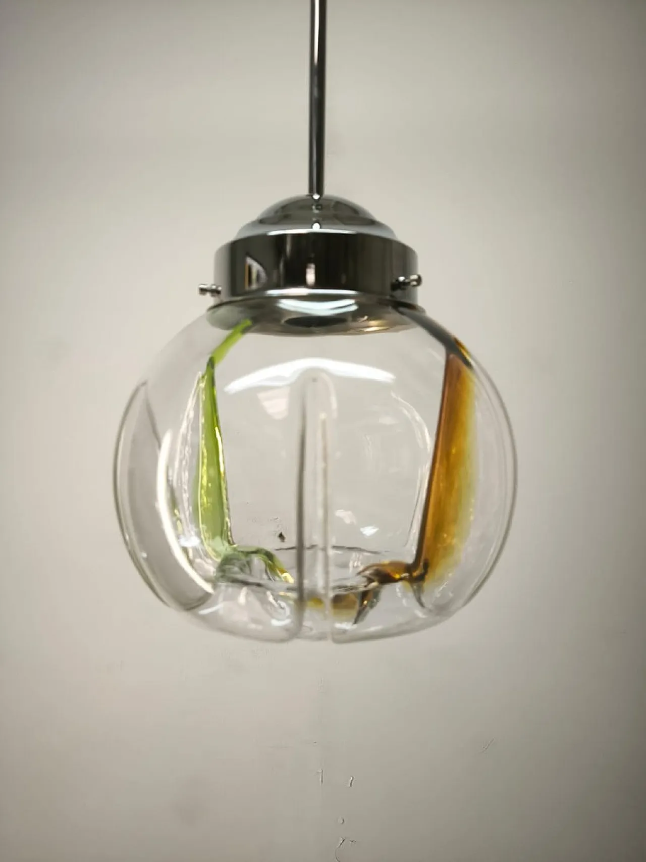 Lampada a sospensione in vetro di Murano, anni '70 5