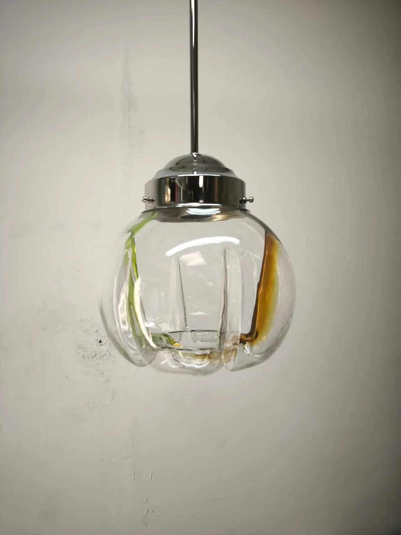 Lampada a sospensione in vetro di Murano, anni '70 6
