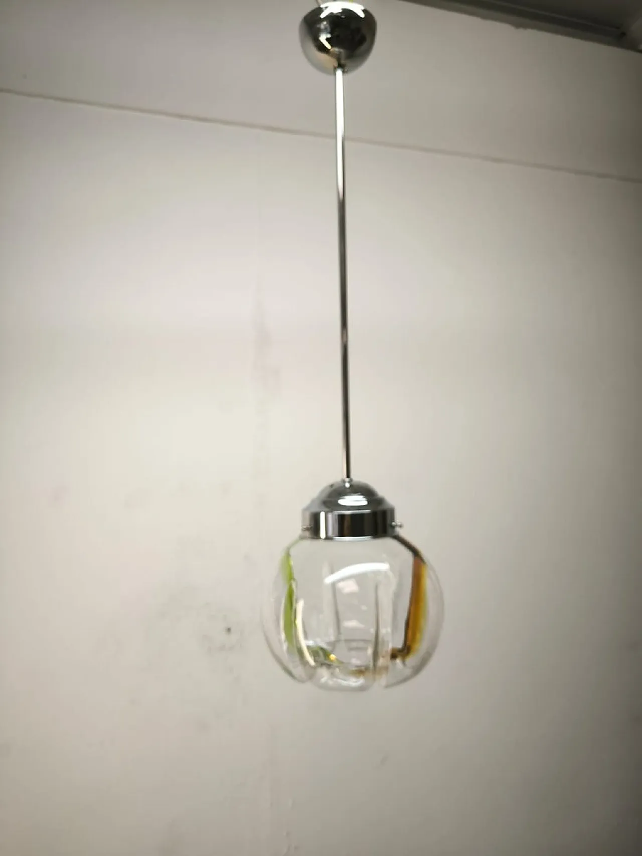 Lampada a sospensione in vetro di Murano, anni '70 7