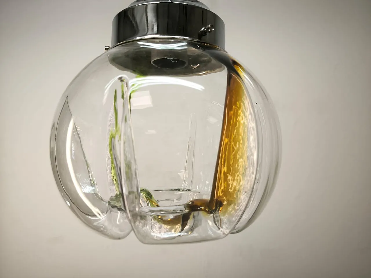 Lampada a sospensione in vetro di Murano, anni '70 8