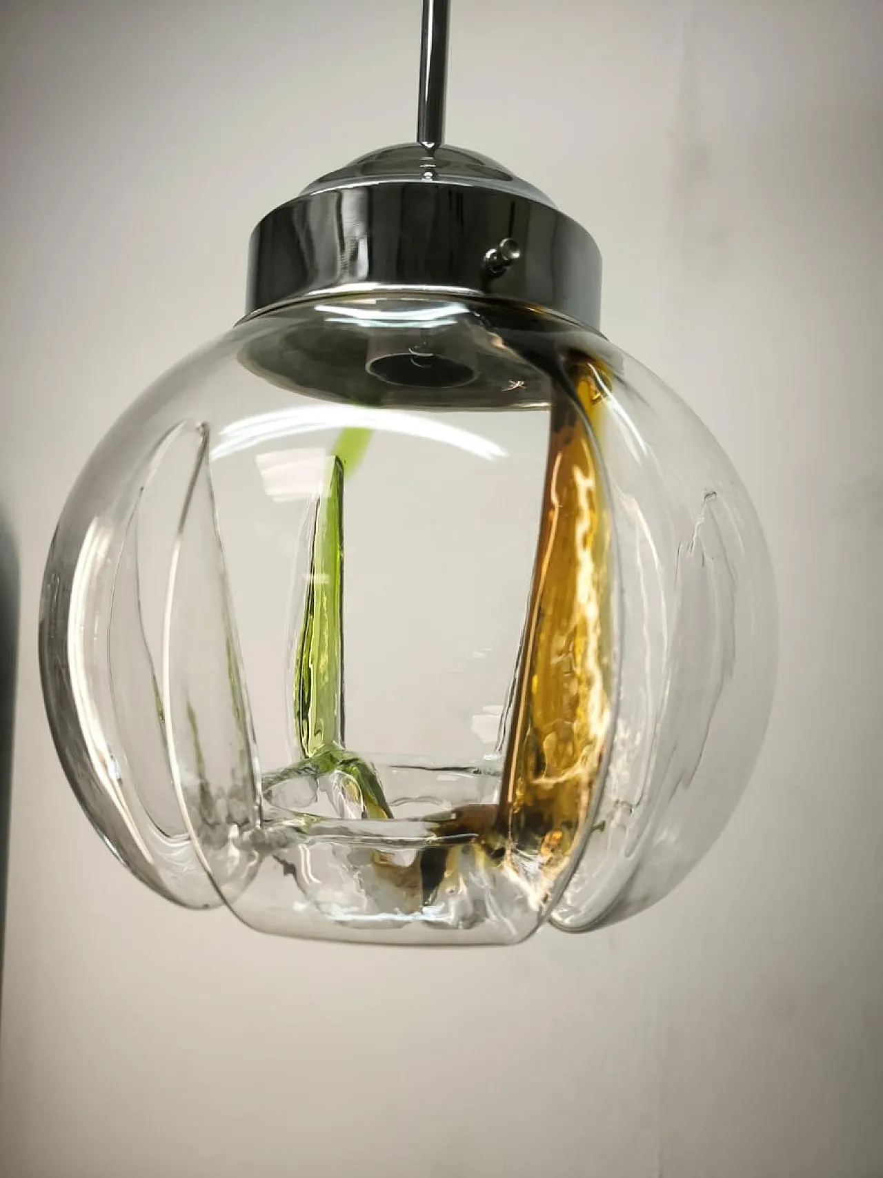 Lampada a sospensione in vetro di Murano, anni '70 9