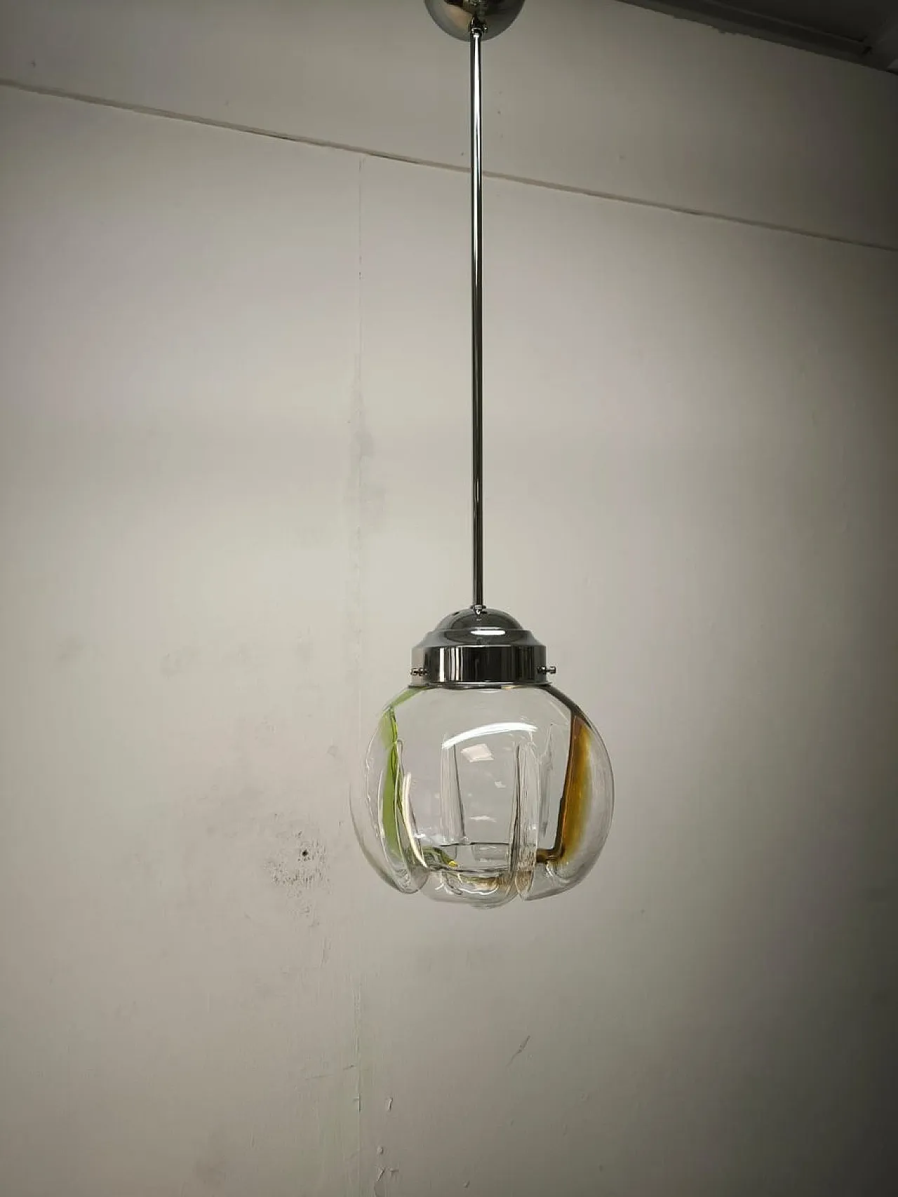 Lampada a sospensione in vetro di Murano, anni '70 10