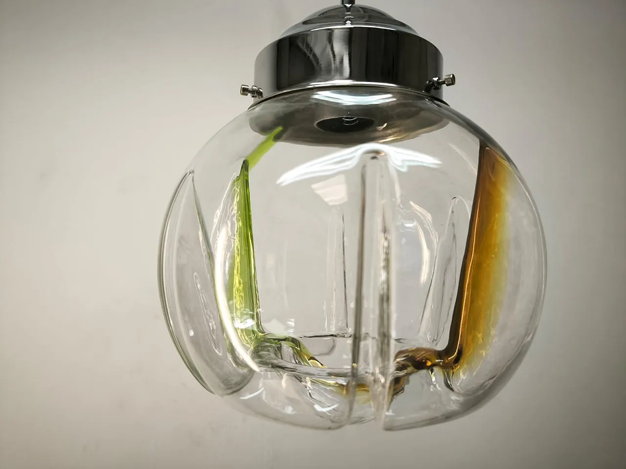 Lampada a sospensione in vetro di Murano, anni '70 11