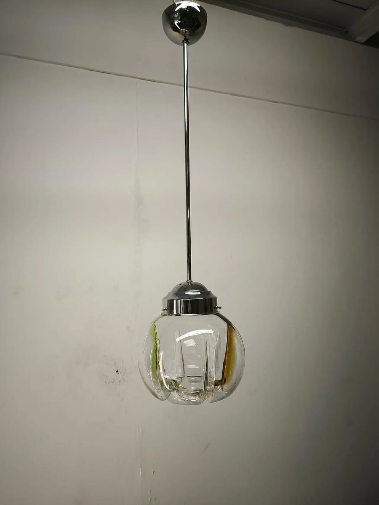 Lampada a sospensione in vetro di Murano, anni '70 12