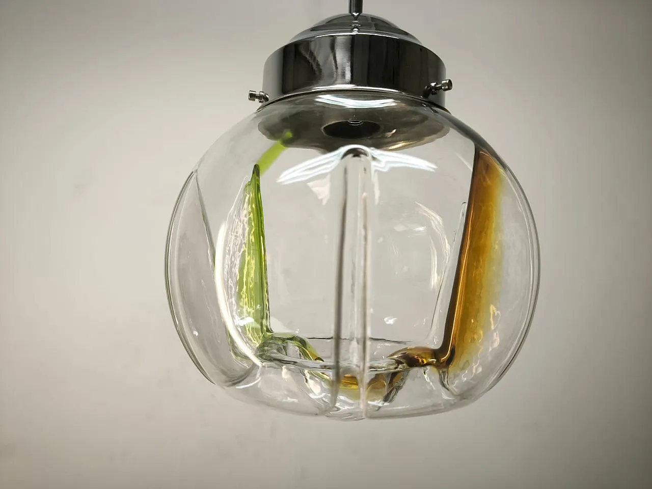 Lampada a sospensione in vetro di Murano, anni '70 14