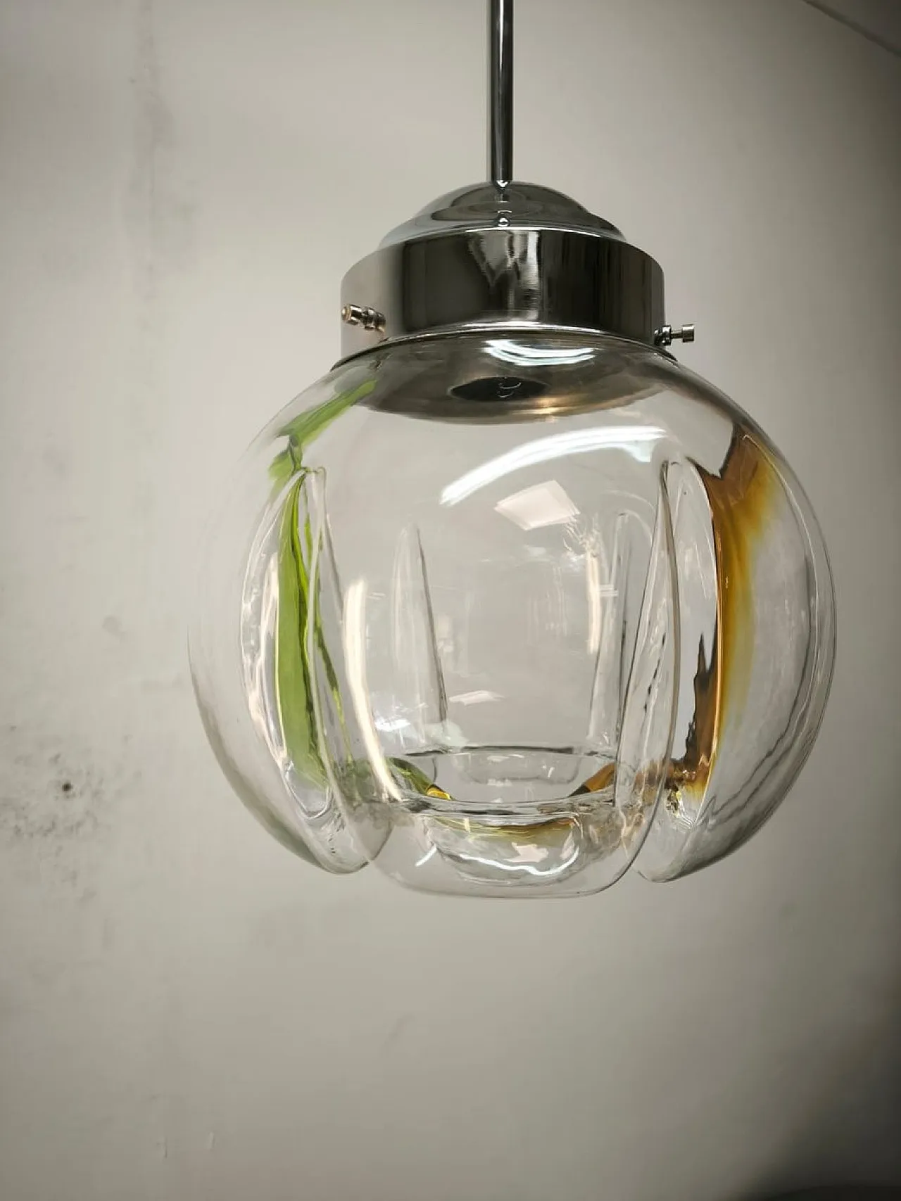 Lampada a sospensione in vetro di Murano, anni '70 16