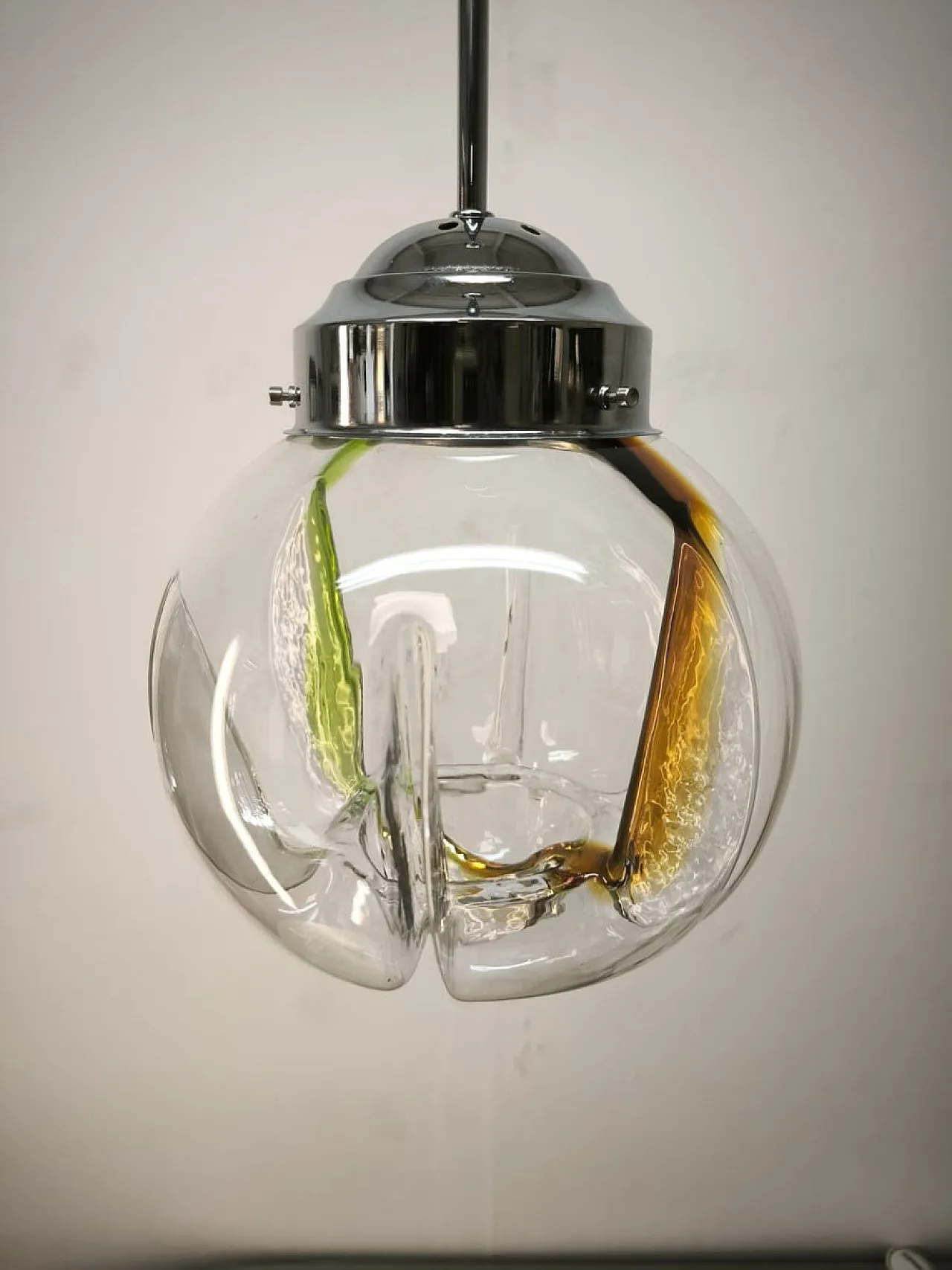 Lampada a sospensione in vetro di Murano, anni '70 17