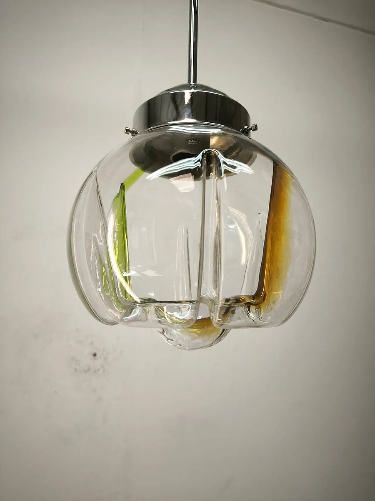Lampada a sospensione in vetro di Murano, anni '70 18