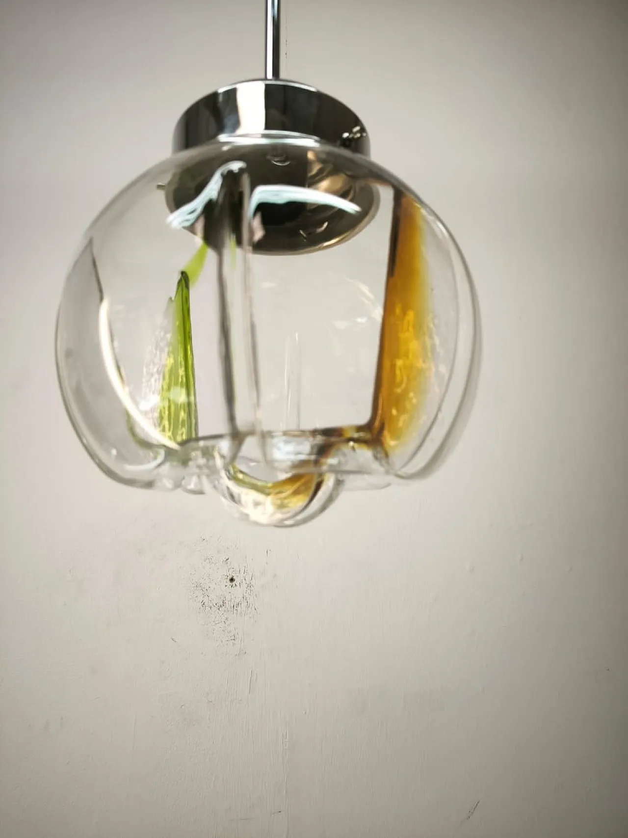 Lampada a sospensione in vetro di Murano, anni '70 19