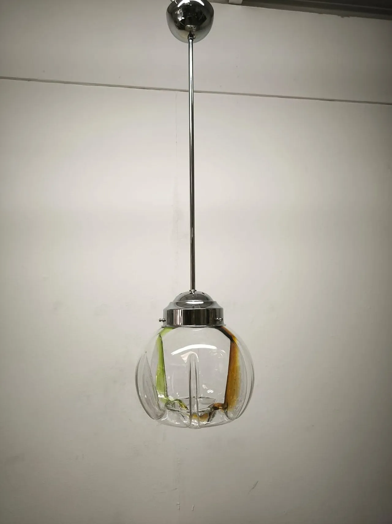 Lampada a sospensione in vetro di Murano, anni '70 21