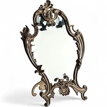 Rococo style bronze table mirror, 20th century