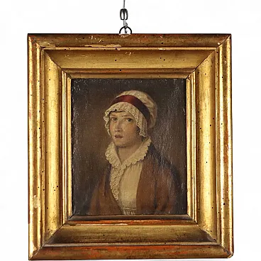 Painted female portrait, 19th century