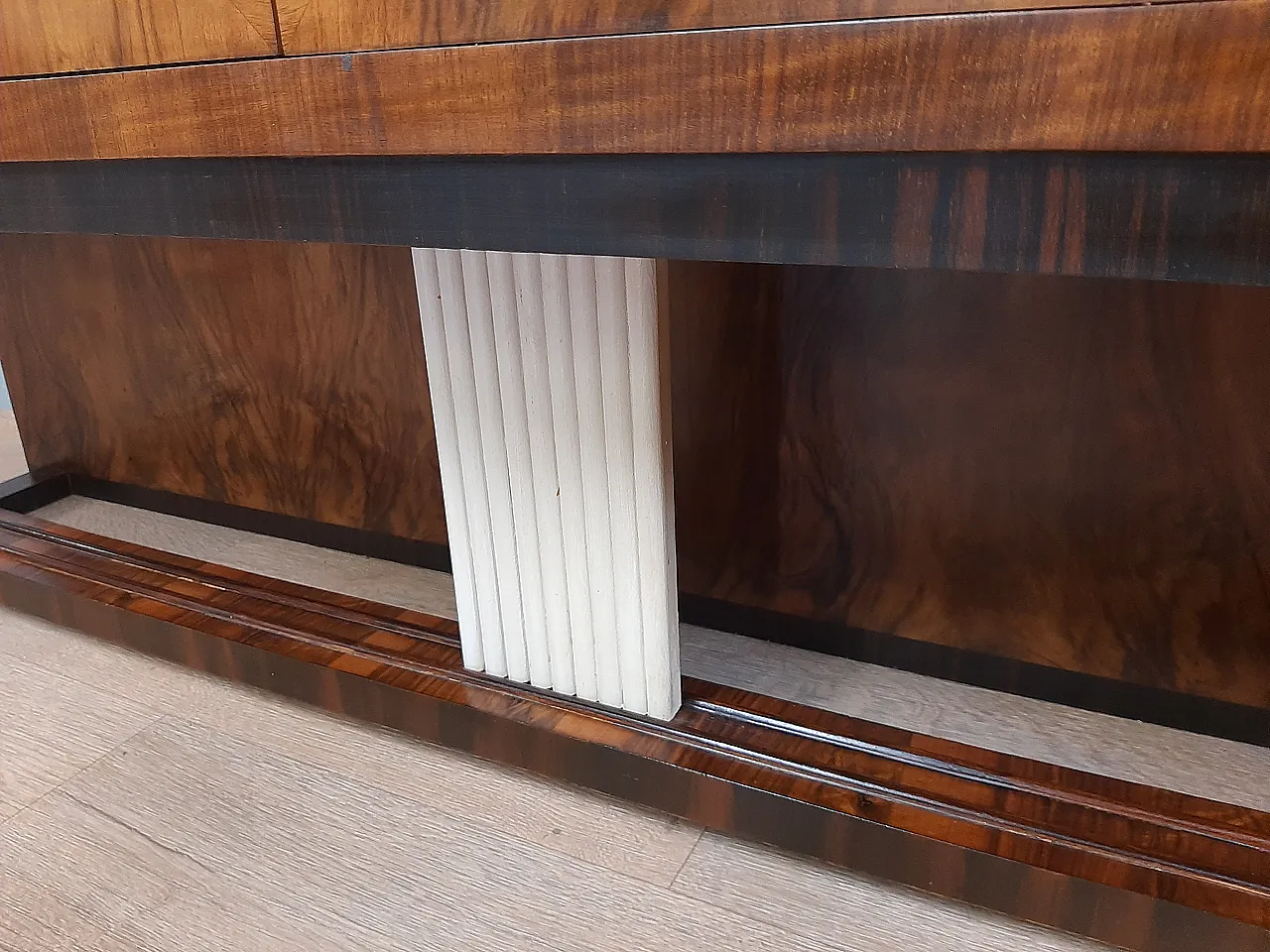 Credenza mobile alto art deco in radica di noce,ebano e pergamena 1940 8