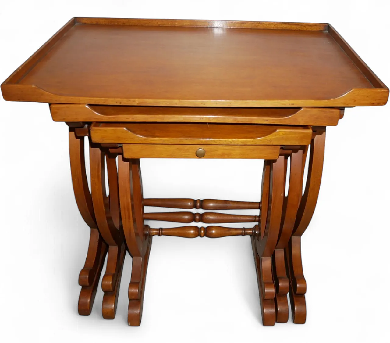 3 nest tables with moved legs and drawer, 1980s 15