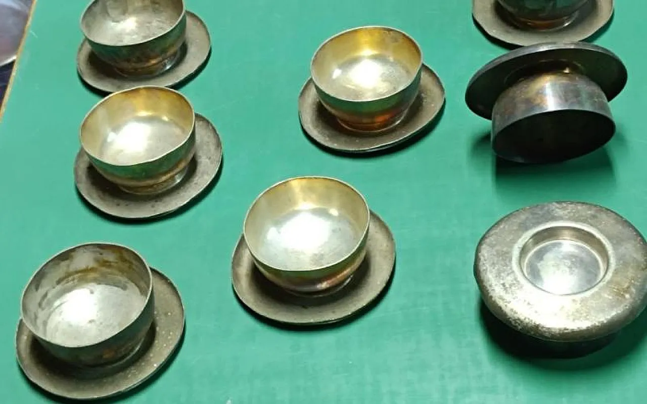 8 silver-plated nickel silver saucer bowls by Giò Ponti for Krupp, 50s 2