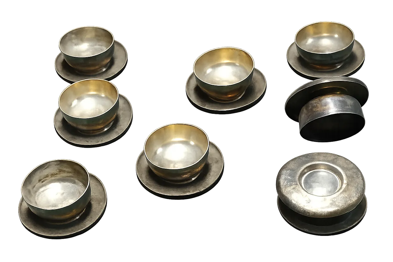 8 silver-plated nickel silver saucer bowls by Giò Ponti for Krupp, 50s 3