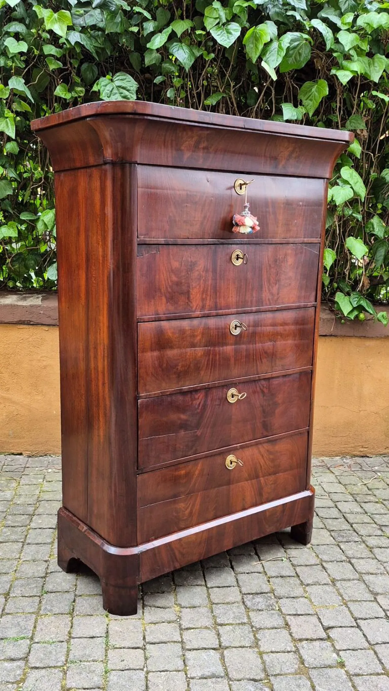 Settimino lastronato in legno di mogano, metà '800 2