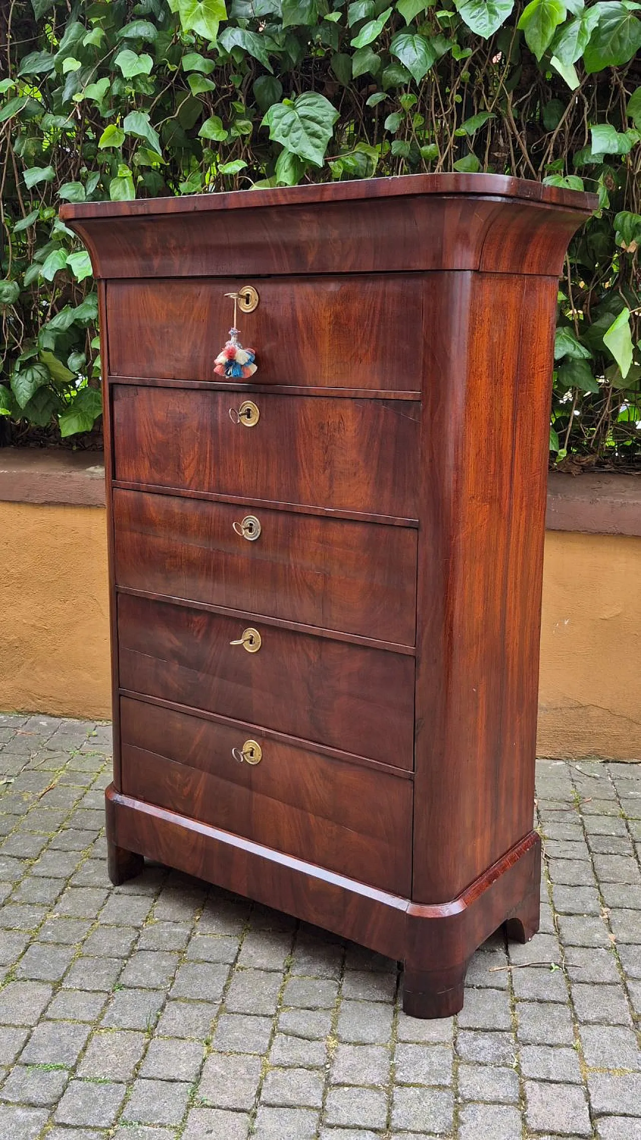 Settimino lastronato in legno di mogano, metà '800 6