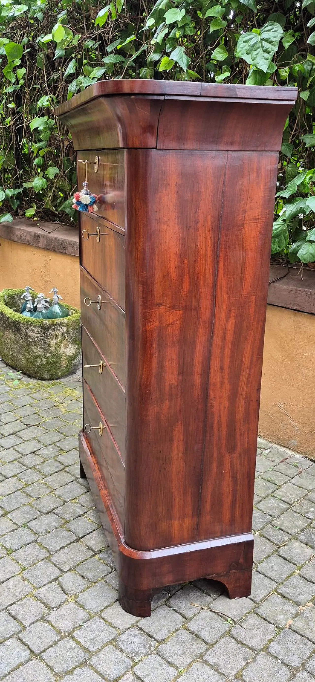 Settimino lastronato in legno di mogano, metà '800 7
