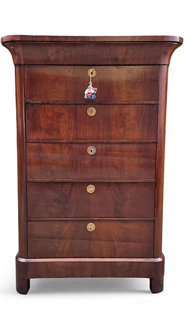 Settimino lastronato in legno di mogano, metà '800
