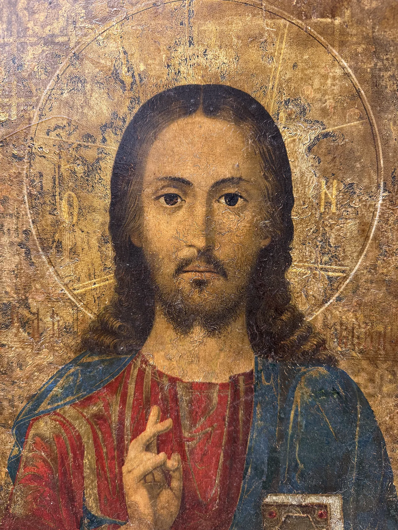 Icon of Blessing Christ, canvas on panel, early 20th century 4