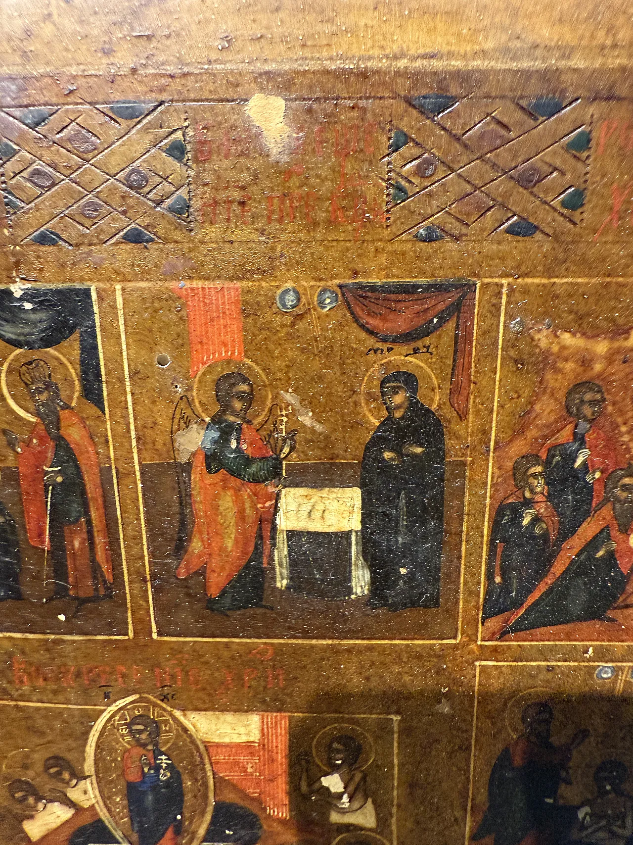 Russian icon on panel, the Twelve Great Feasts, 19th century 6