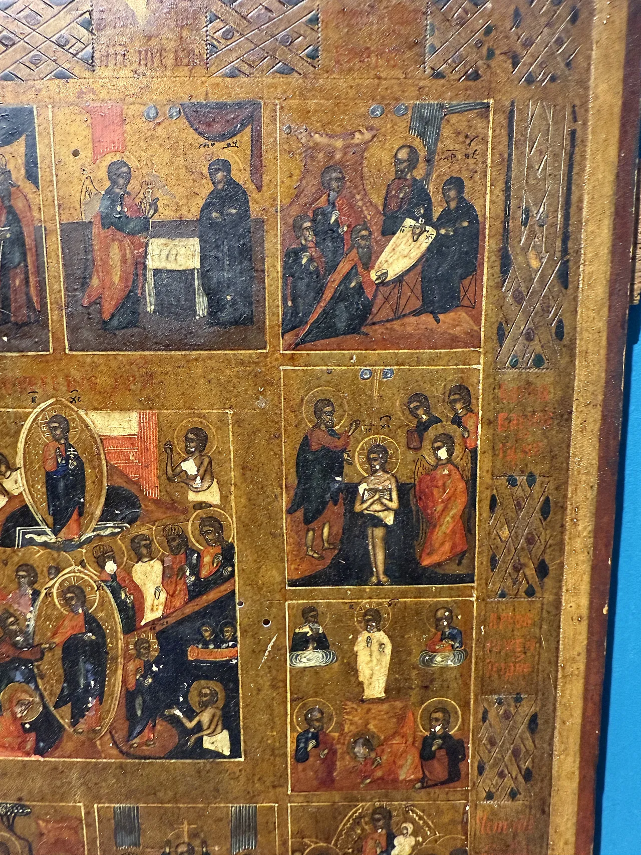Russian icon on panel, the Twelve Great Feasts, 19th century 8