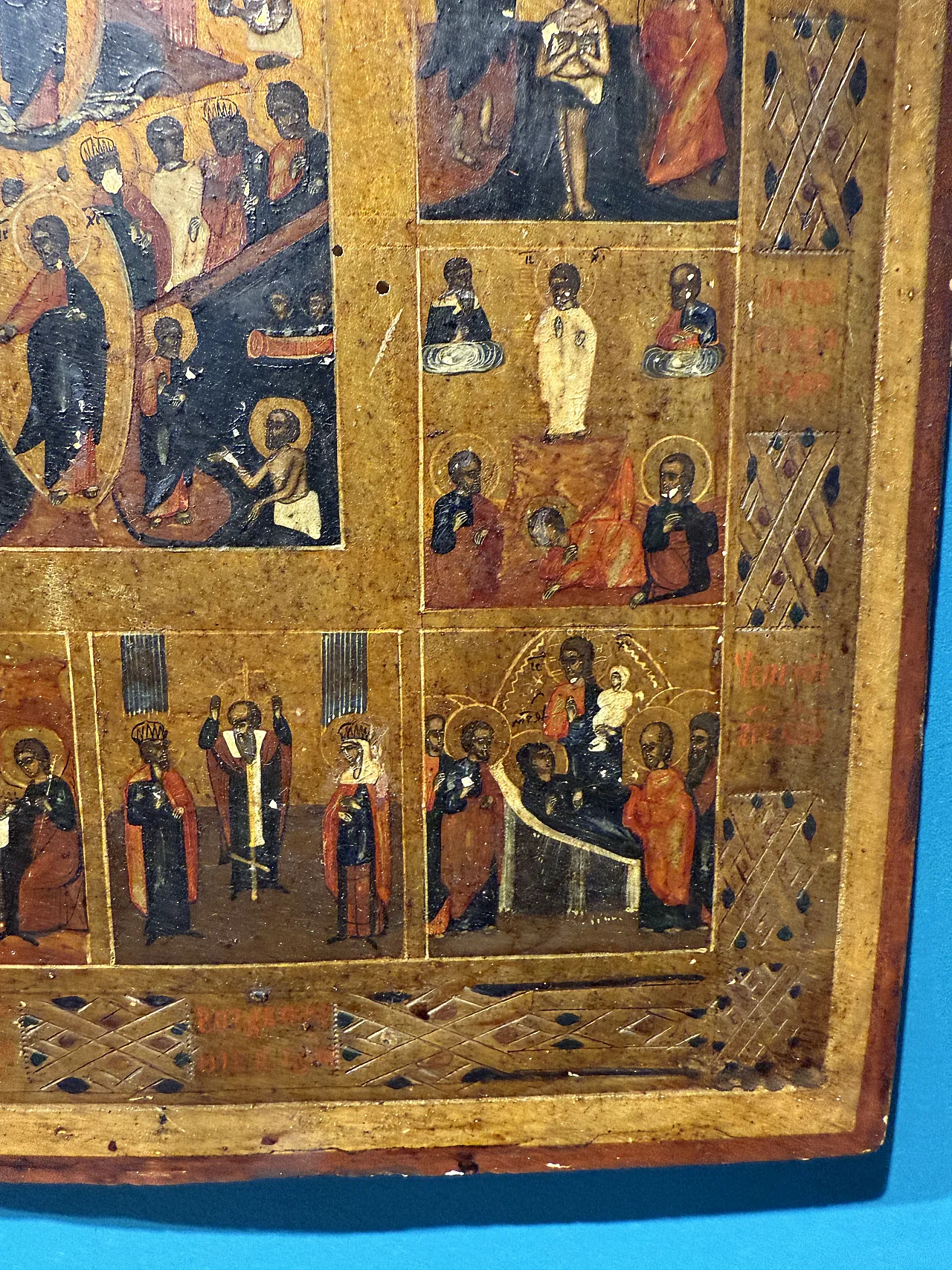 Russian icon on panel, the Twelve Great Feasts, 19th century 9