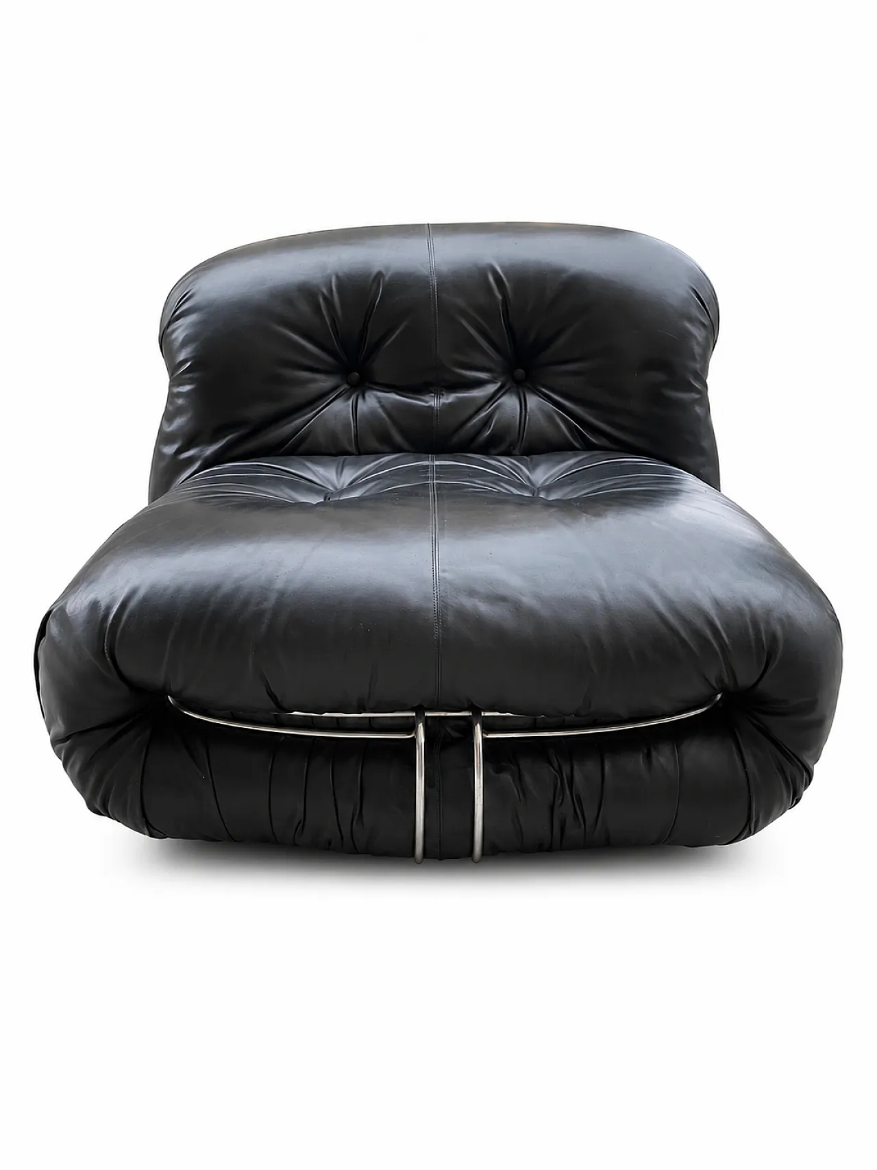 Soriana armchair by Cassina in black leather, 1970s 1