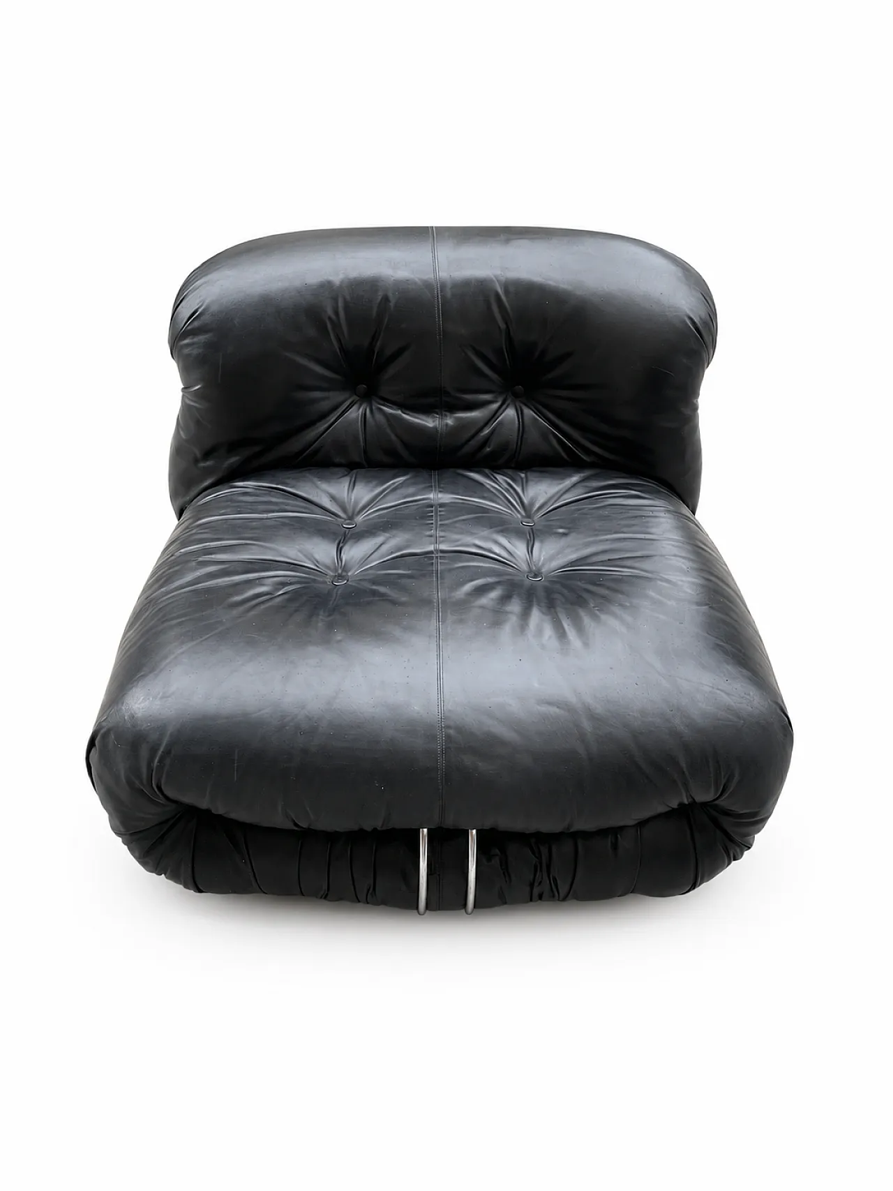 Soriana armchair by Cassina in black leather, 1970s 2