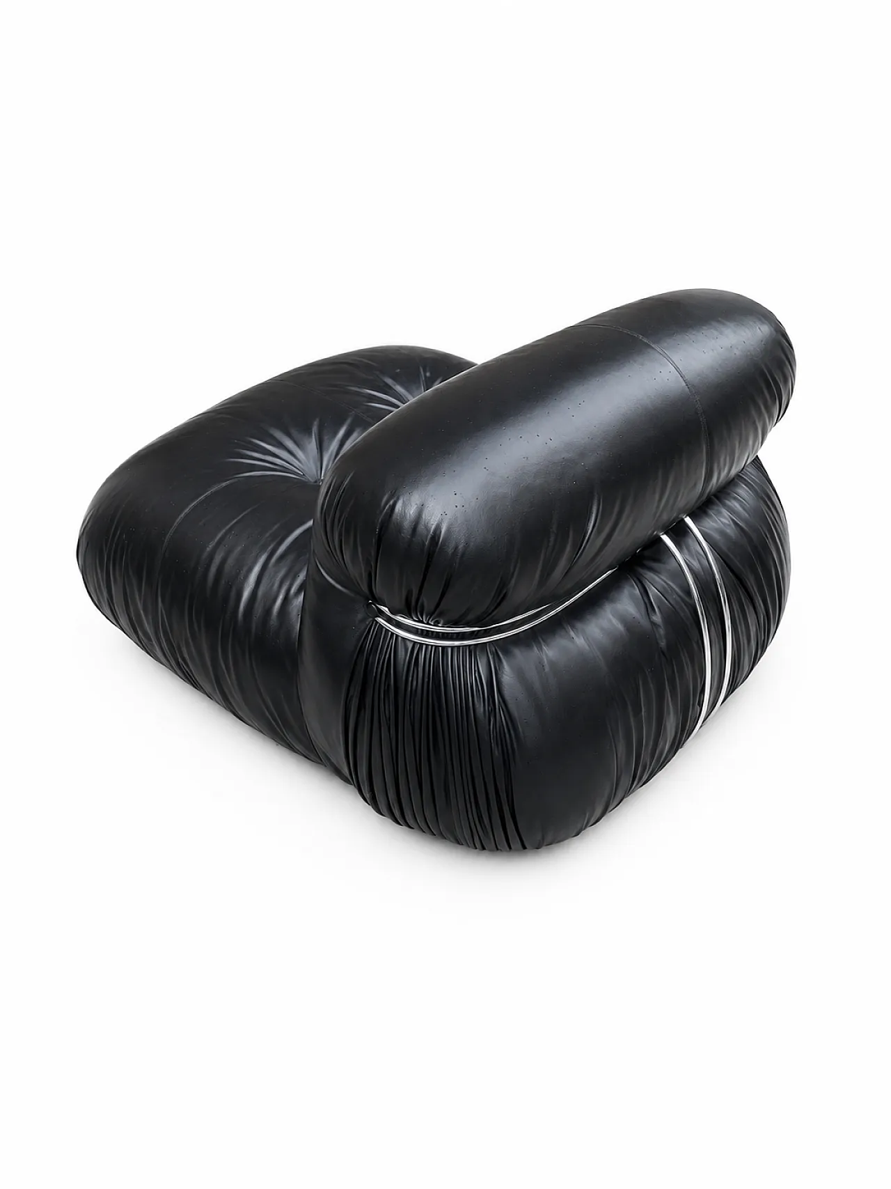 Soriana armchair by Cassina in black leather, 1970s 3