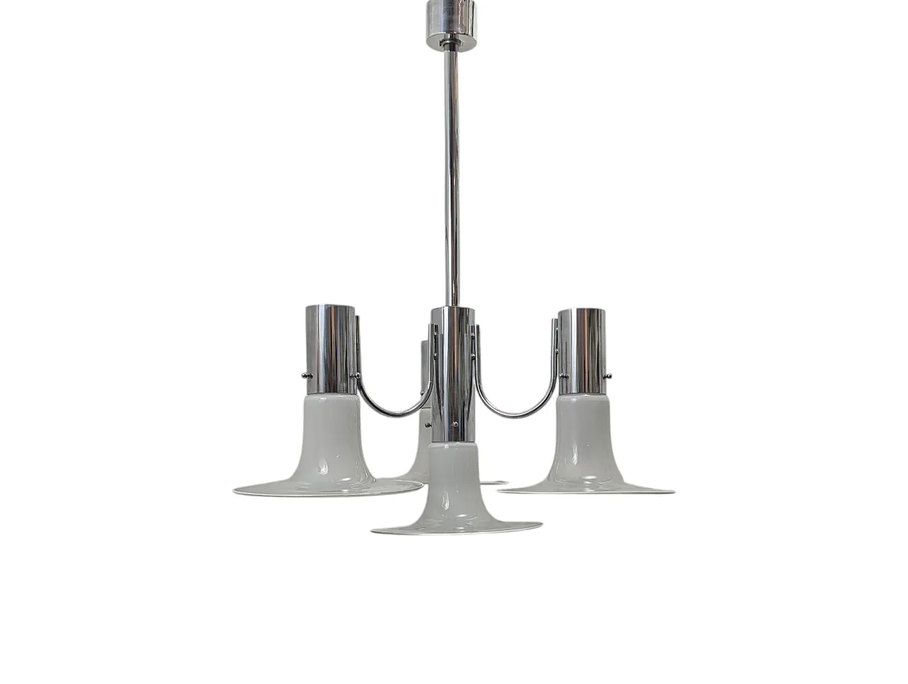 Chromed steel chandelier, 4 lights, 1970s 1