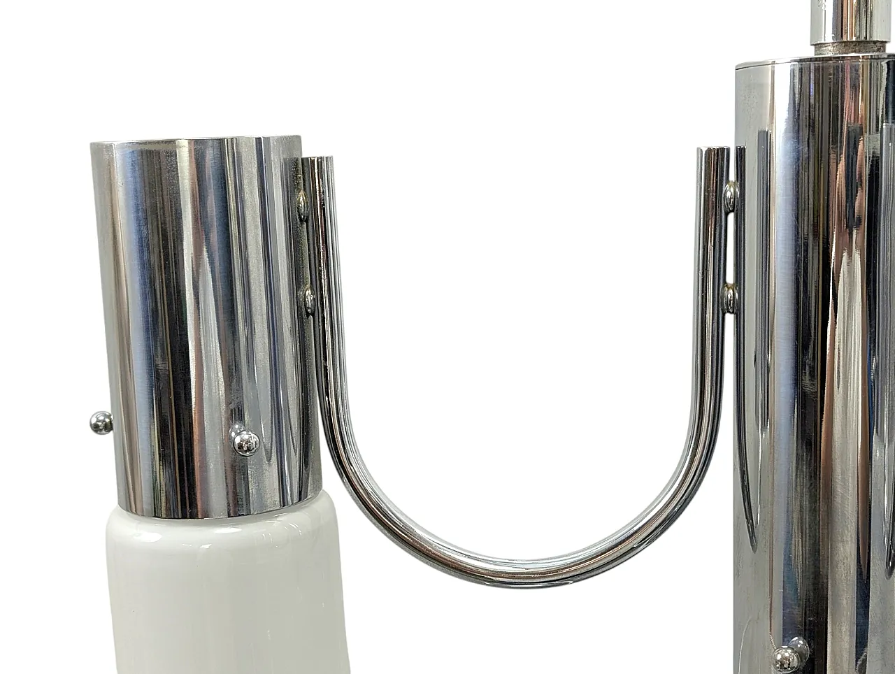 Chromed steel chandelier, 4 lights, 1970s 4
