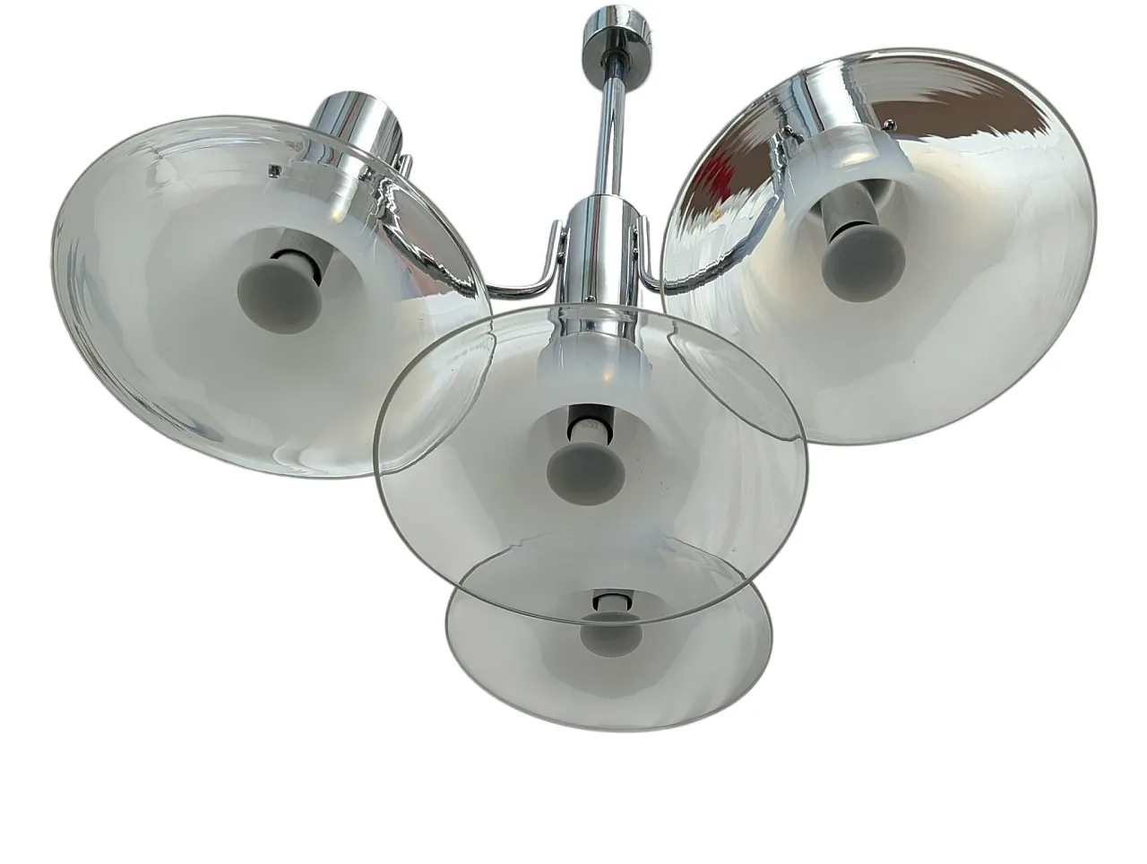Chromed steel chandelier, 4 lights, 1970s 6