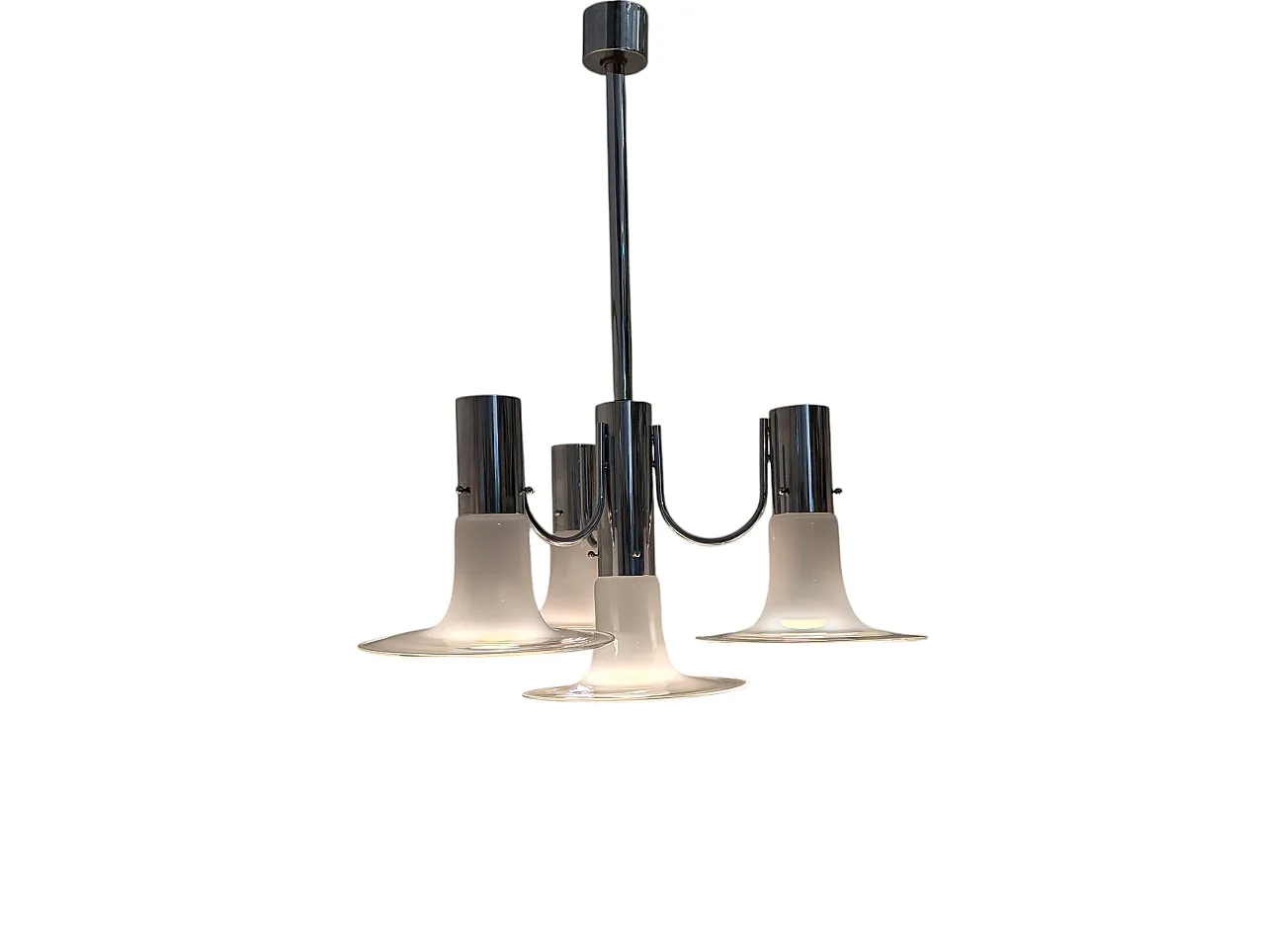Chromed steel chandelier, 4 lights, 1970s 8