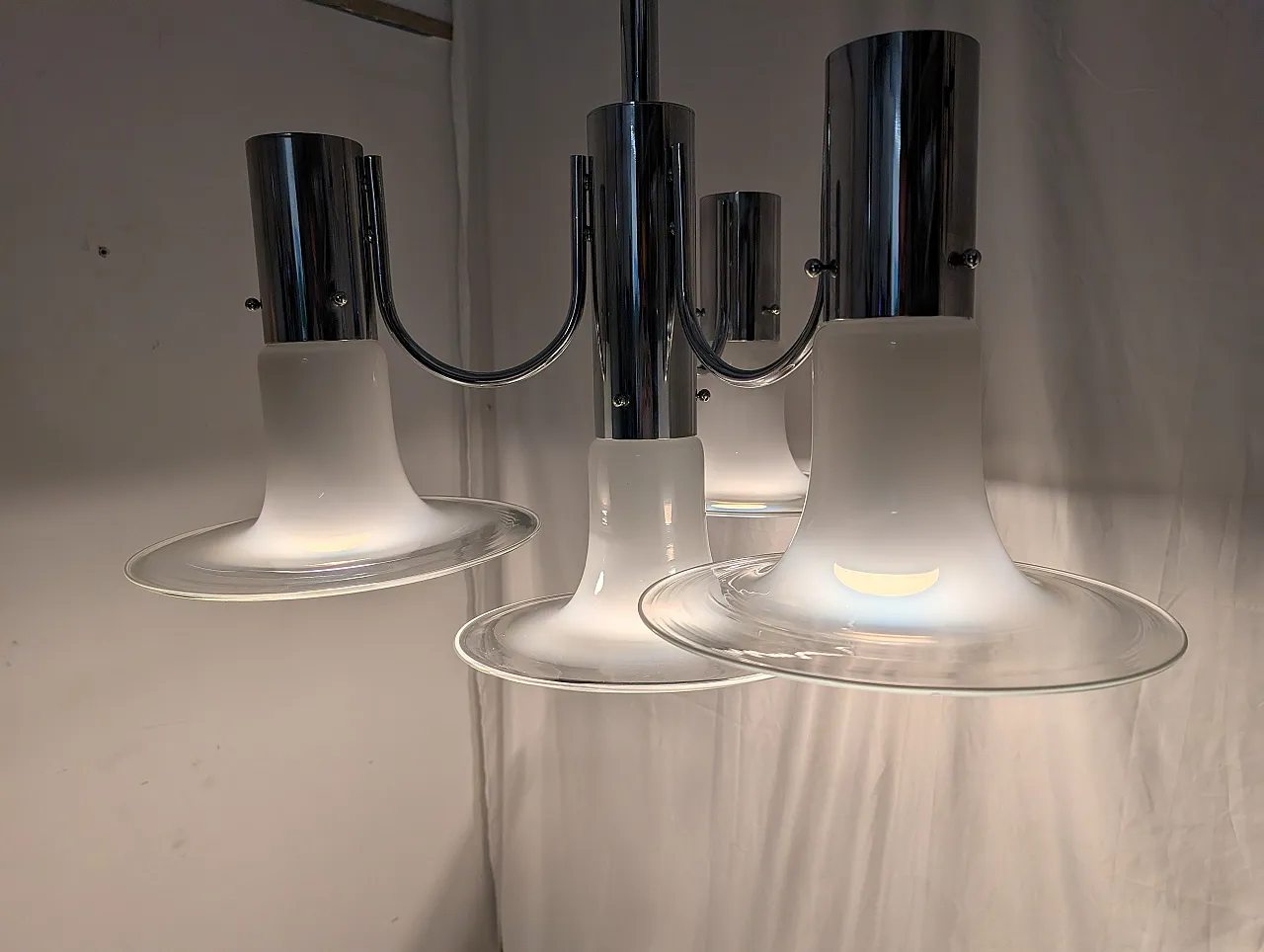 Chromed steel chandelier, 4 lights, 1970s 10