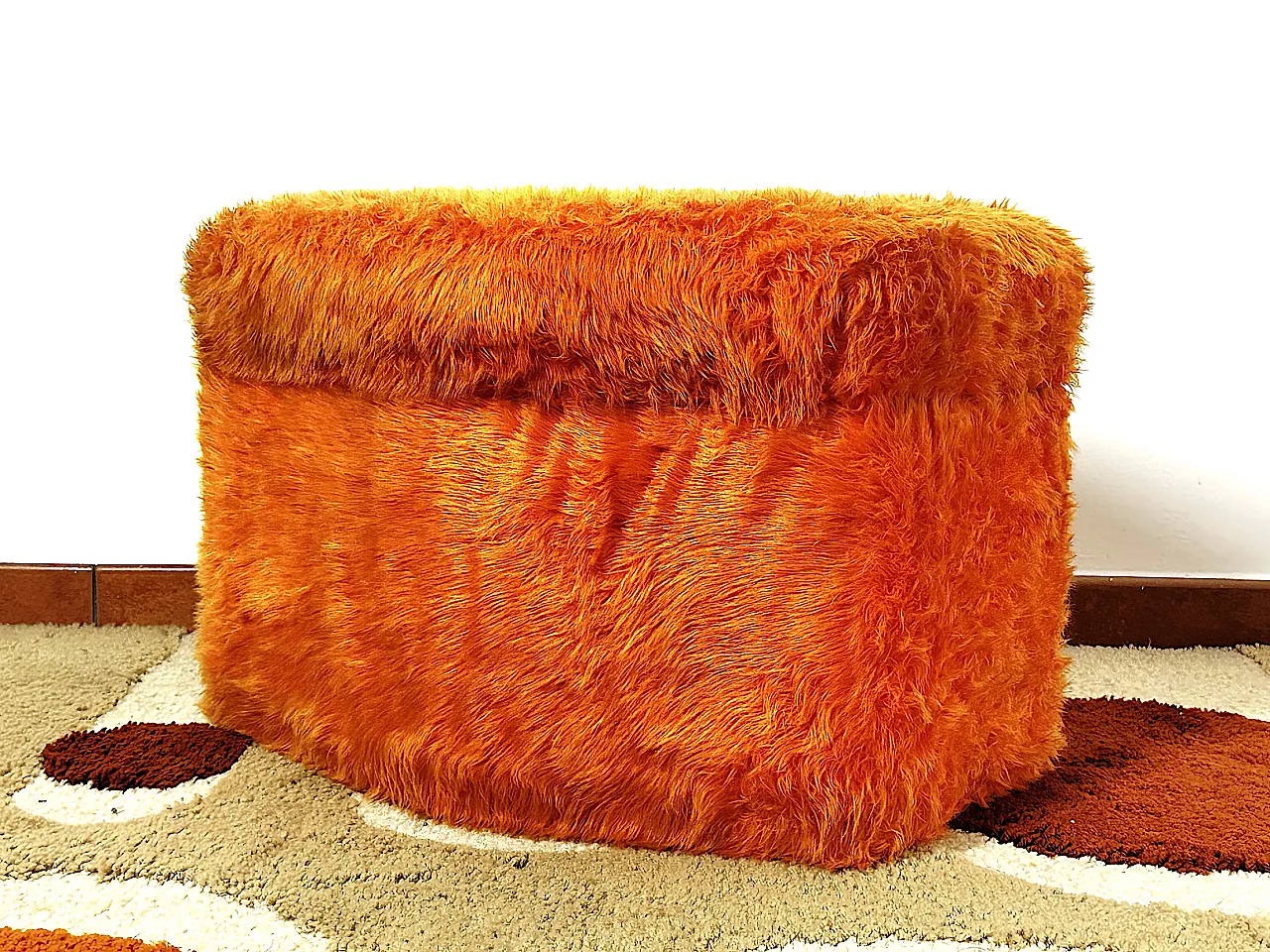 Pouf Sgabello  Multifunzionale arancione, anni '70 1