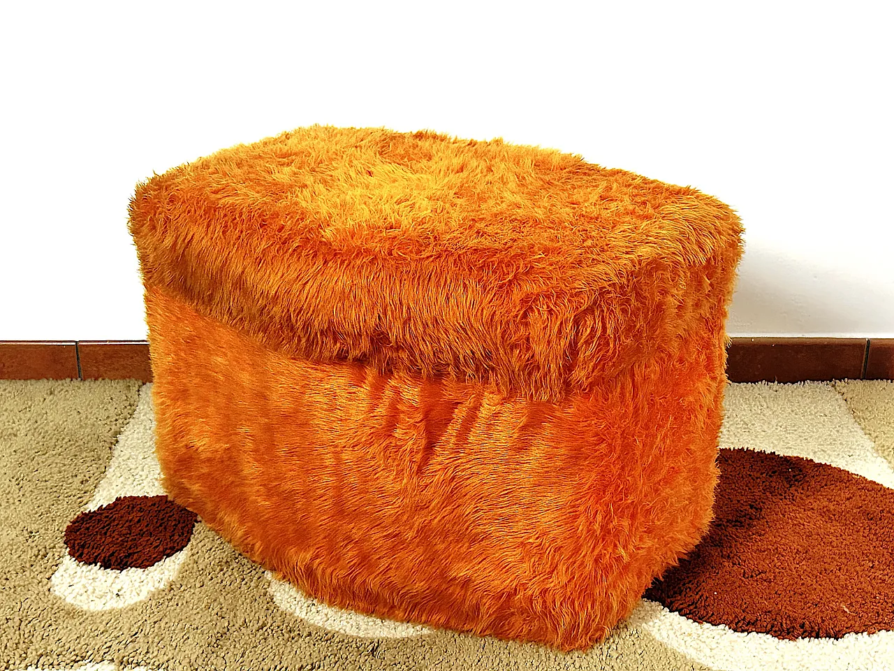 Pouf Sgabello  Multifunzionale arancione, anni '70 2