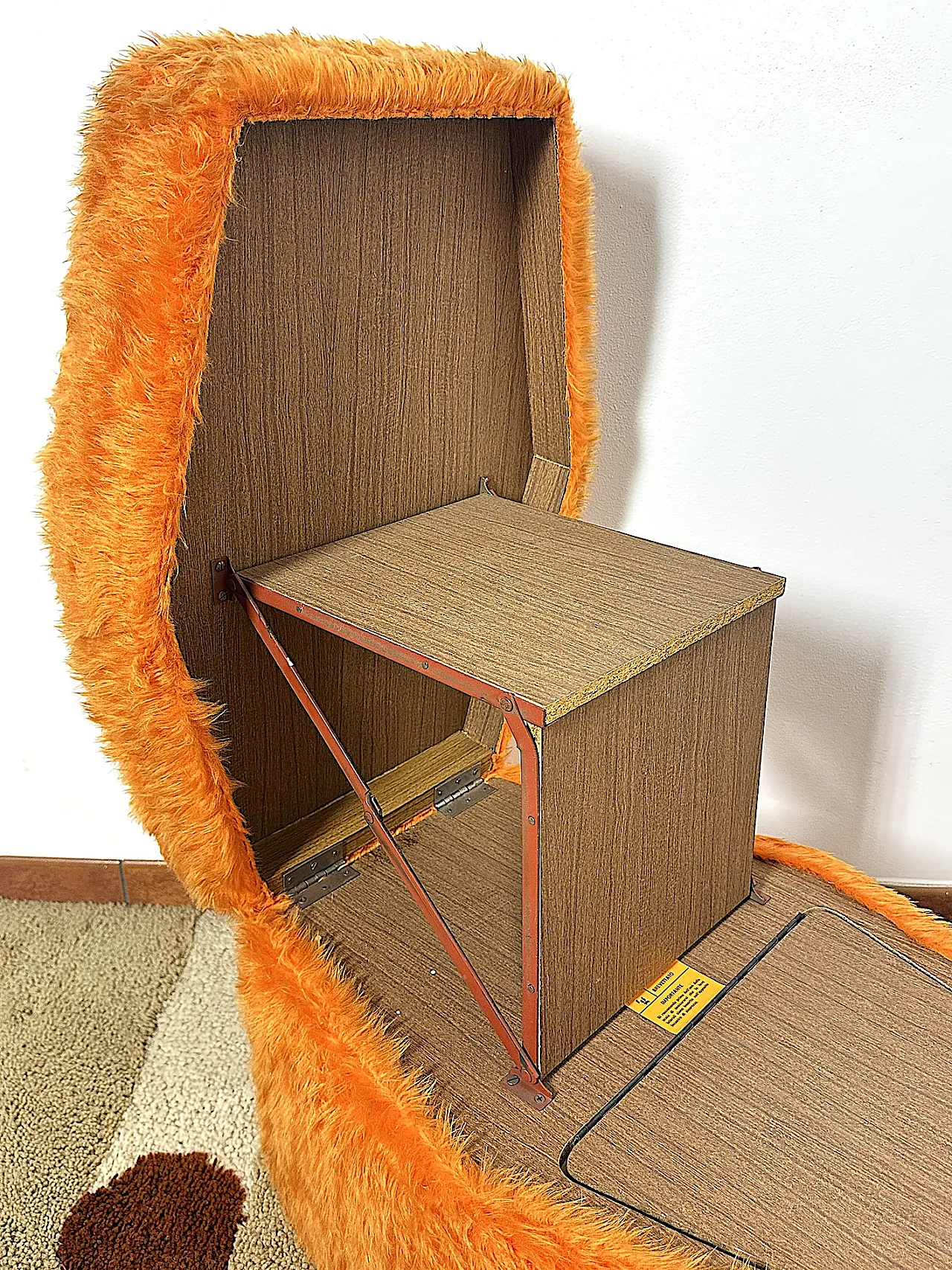 Pouf Sgabello  Multifunzionale arancione, anni '70 3