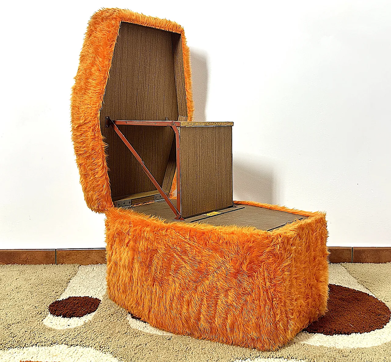 Pouf Sgabello  Multifunzionale arancione, anni '70 6