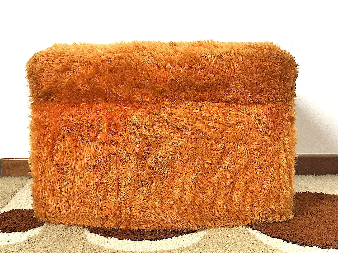 Pouf Sgabello  Multifunzionale arancione, anni '70 9