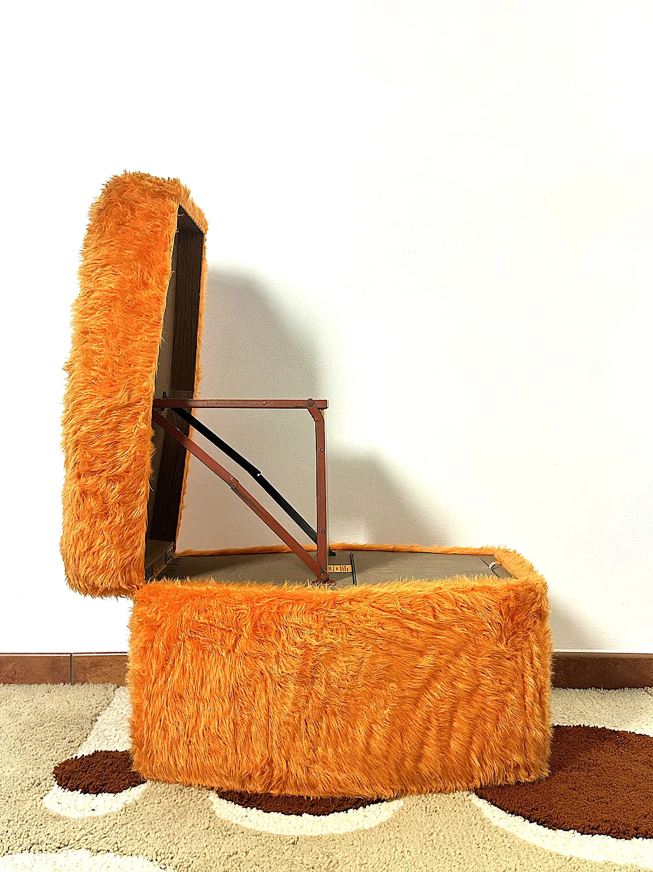 Pouf Sgabello  Multifunzionale arancione, anni '70 10