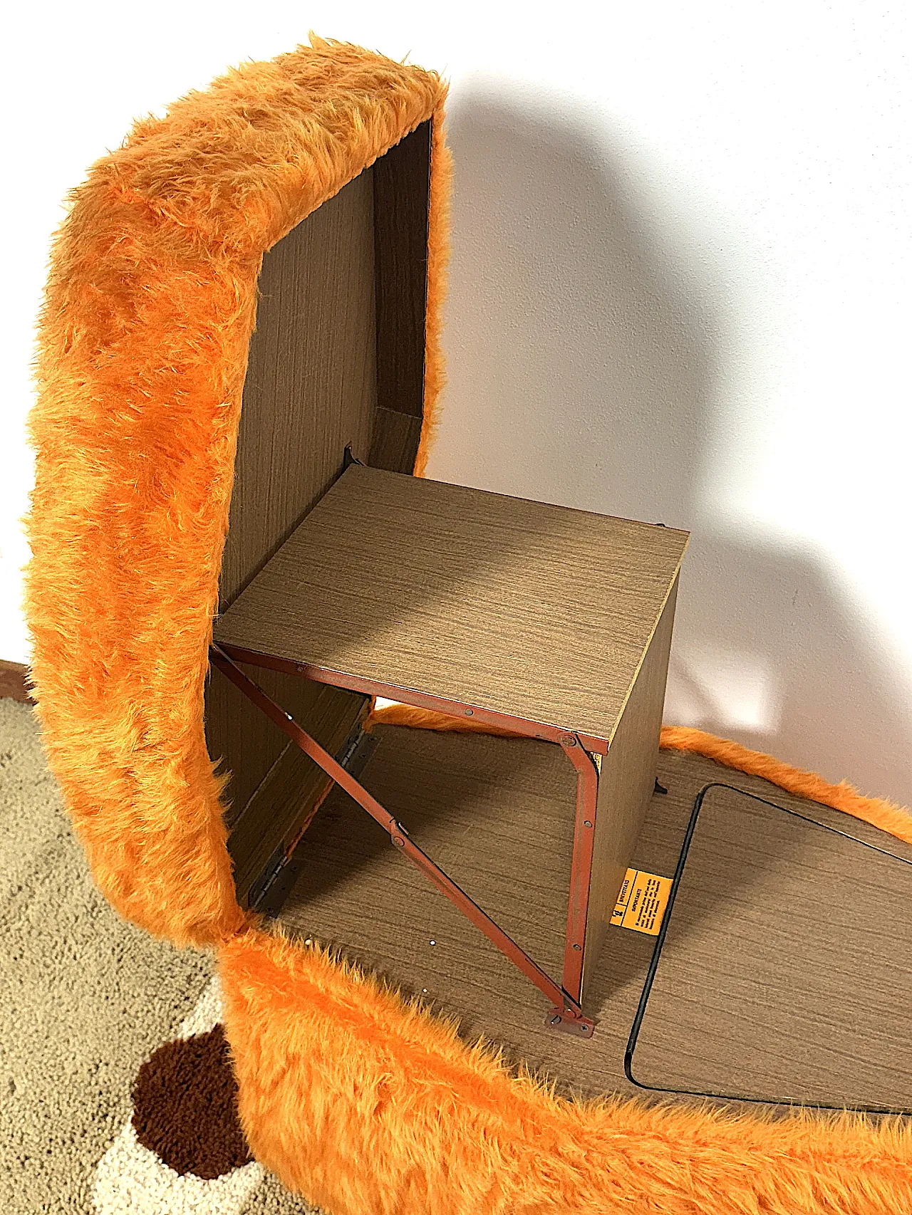 Pouf Sgabello  Multifunzionale arancione, anni '70 11
