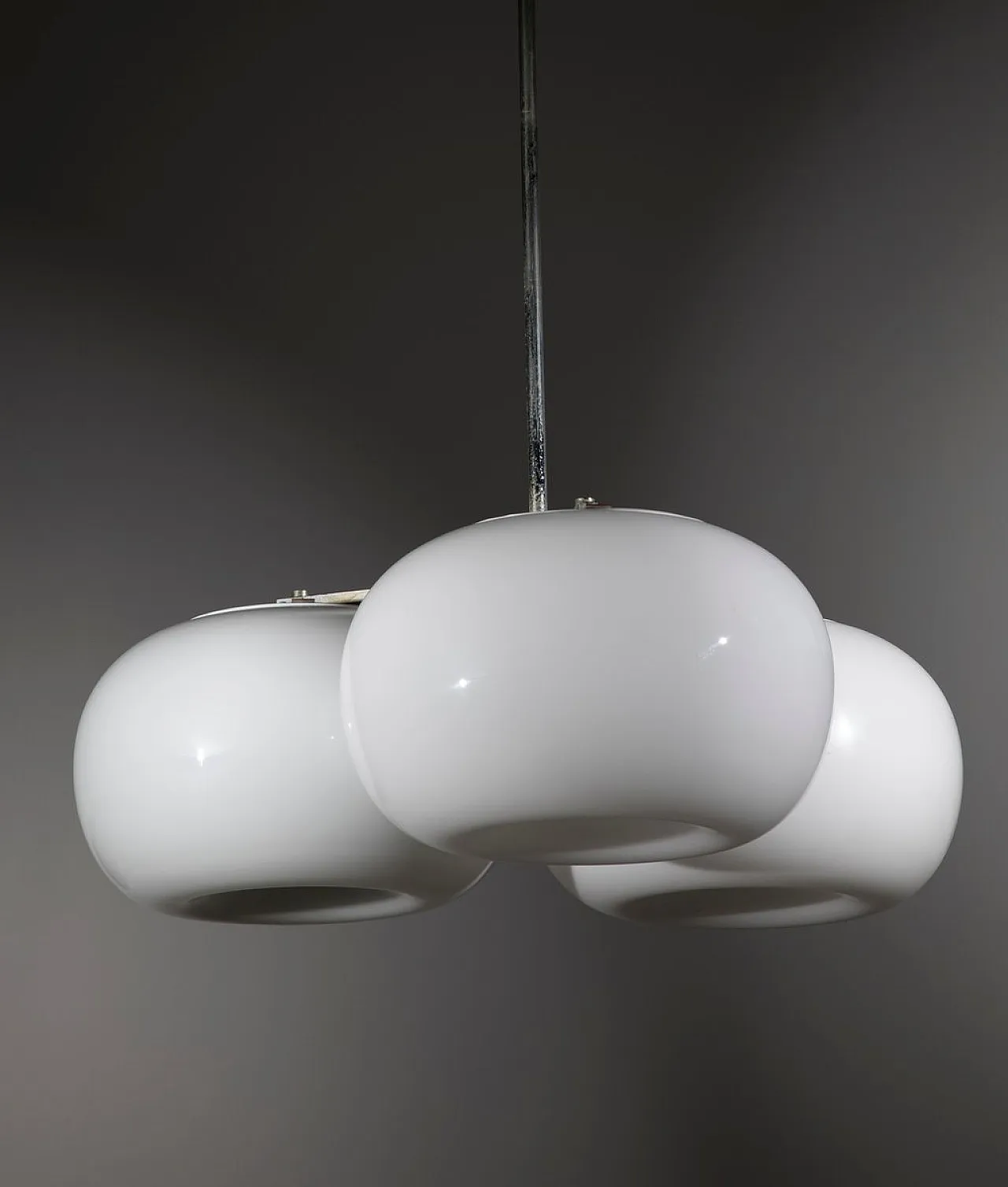 Mid-Century Modern three-light opaline glass pendant light, 1970s 3