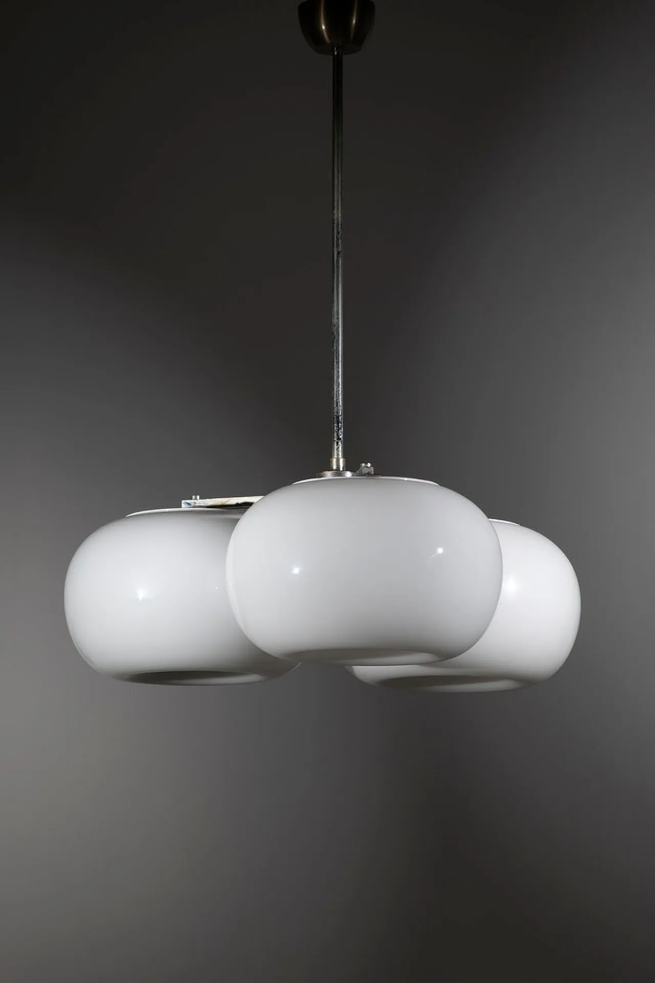 Mid-Century Modern three-light opaline glass pendant light, 1970s 6