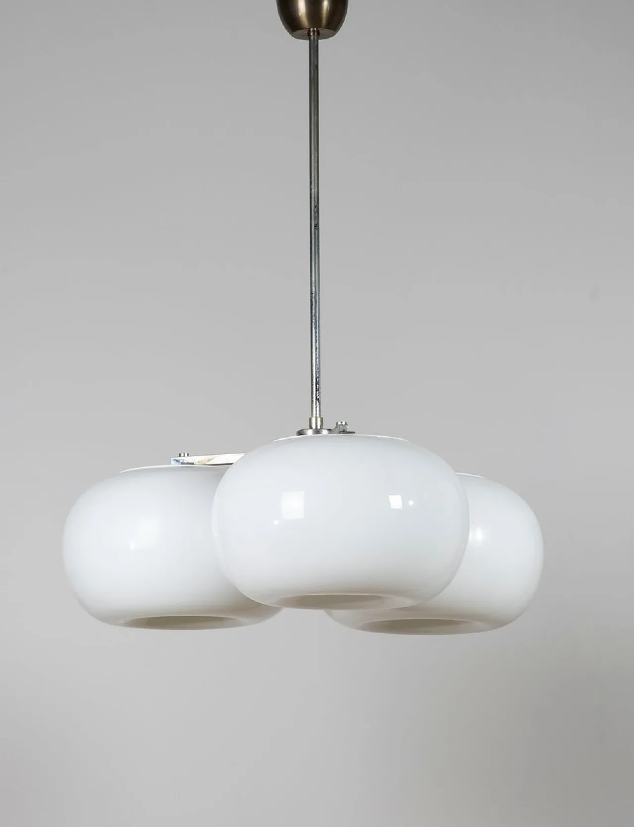 Mid-Century Modern three-light opaline glass pendant light, 1970s 7